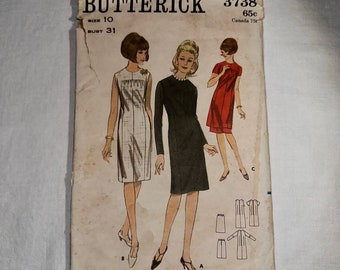 Vintage Butterick 1950s Size 10 Dress Pattern 3738