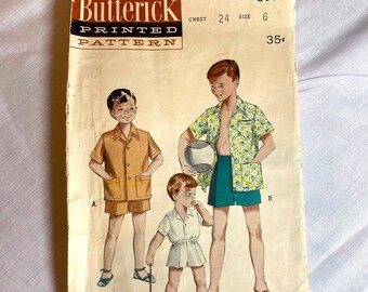 Vintage Butterick Boy’s Sports Shirt and Bixer Shorts Sewing pattern 5775 Size 6