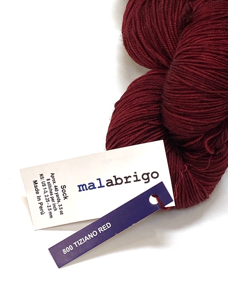 1 Skein of Malabrigo Sock Weight Washable Wool Yarn TizianoRed