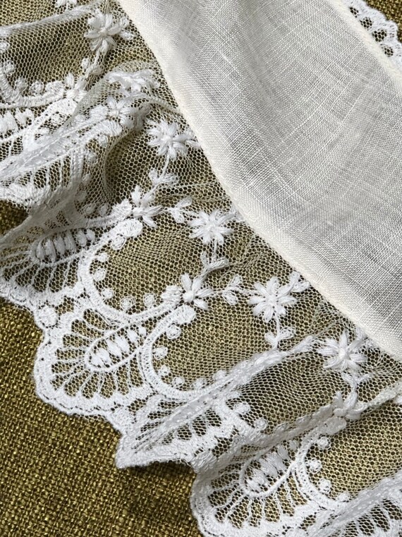 Antique Linen and Lace Collar Off White Creme Col… - image 3