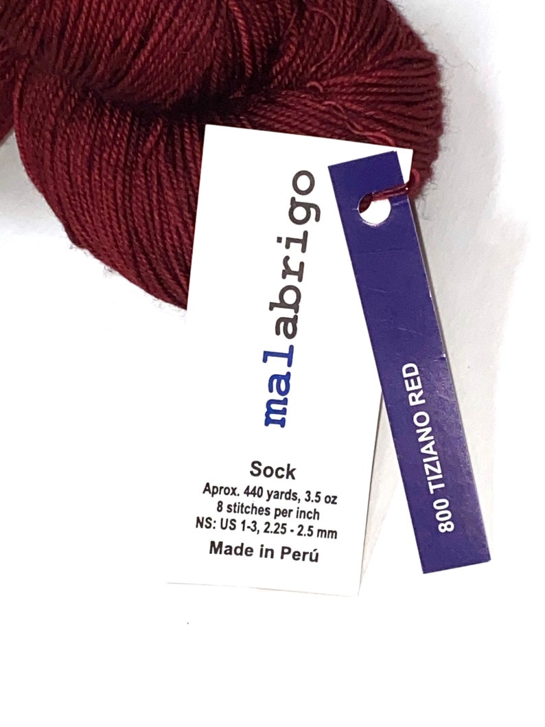 1 Skein of Malabrigo Sock Weight Washable Wool Yarn TizianoRed