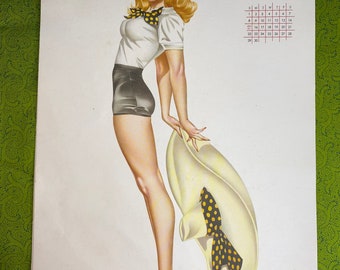 Vintage Original September 1946 Varga Girl Calendar Page
