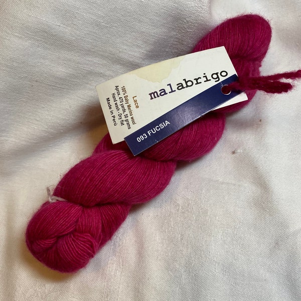 Malabrigo - Lace Weight Wool Yarn Baby Merino Wool Yarn Color is 093 Fucsia