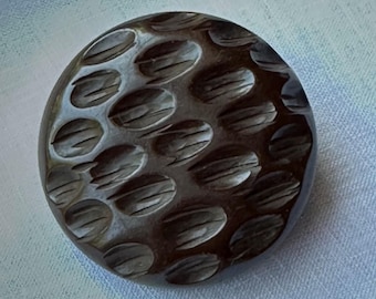 Antique Carved Brown Bakelite Coat Button