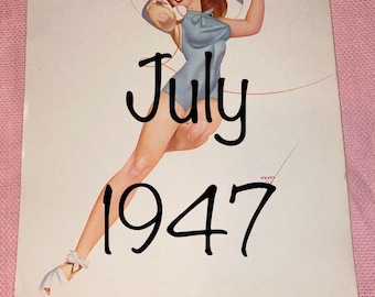 Vintage Original Page July 1947 Petty Girl Calendar Page