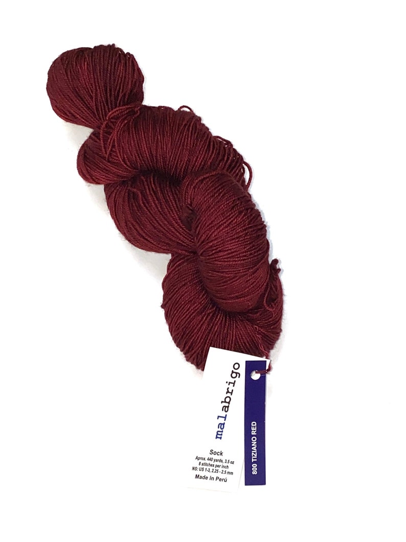 1 Skein of Malabrigo Sock Weight Washable Wool Yarn TizianoRed