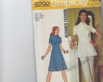 Vintage 1972 Simplicity Dress and 2 Piece Dress Pattern 9761 Miss Size 10 Uncut