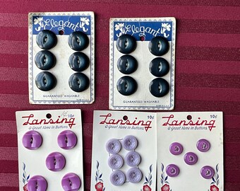 5 Cards of Lansing and Elegant Plastic Buttons