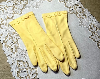 Vintage Yellow Stretchy Cotton Gloves
