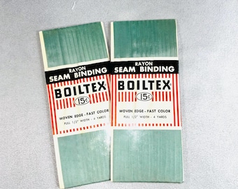 2 Vintage Blue Green Color Rayon Seam Binding