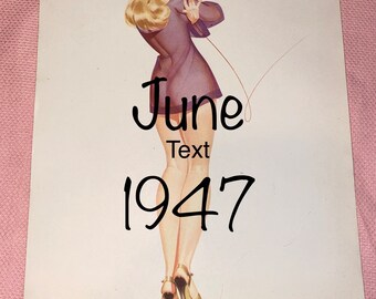 Vintage Original Page June 1947 Petty Girl Calendar Page