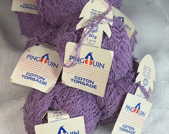 Vintage Pinguin Cotton Torsade DK Weight Purple Yarn