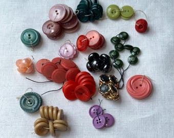 Lot of Vintage Plastic Buttons Large and Small