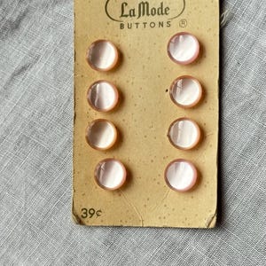 8 Vintage Pink Plastic Pearl Buttons