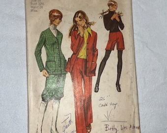 Vintage 1971 Simplicity Misses Jacket Knickers or Long Pants and Shorts  Size 10 Miss Pattern 9557