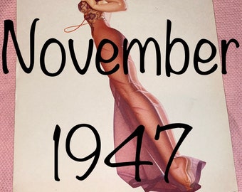 Vintage Original Page From November 1947 Petty Girl Calendar Page