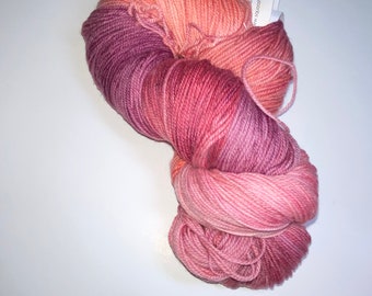 Squoosh Fiberarts Sock Weight Merino Cashmere Yarn Color is Hibiscus Hand Dyed