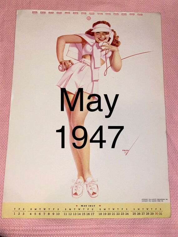 Vintage Original May 1947 Petty Girl Calendar Page - Etsy Hong Kong Vintage Original May 1947 Petty Girl Calendar Page - Etsy Hong Kong