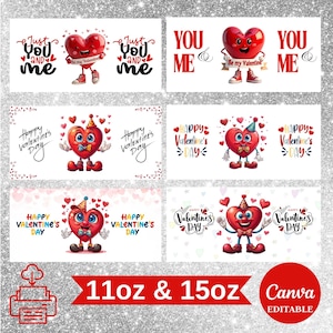Valentine&#39;s Day Mug Wrap png, Valentines Mug Wrap Bundle, Valentine Mug Sublimation Designs, Valentines Day Mug Full Wrap 11oz 15oz - CANVA-