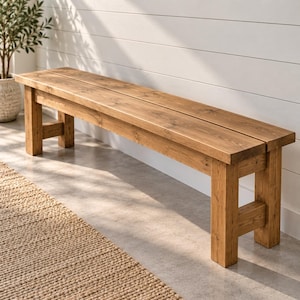 Farmhouse Dining Bench Plans, 72 Inch DIY Woodworking PDF (2x4 & 2x6)