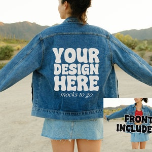 MWW Denim Jacket Mockup Oversized Jean Jacket Mockup Nature Outdoorsy Jacket Mockup