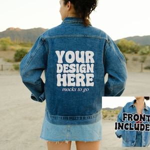MWW Denim Jacket Mockup Oversized Jean Jacket Nature Outdoorsy Mockup