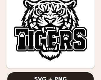 Tiger Mascot SVG & PNG, Tigers School Spirit Cut File, Sports Mascot Clipart
