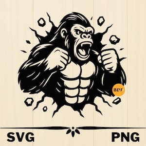 Gorilla svg,png, gorilla clipart, Gorilla SVG - Cricut, Angry Gorilla Cut File Instant Download, Unique Design King Kong Digital File