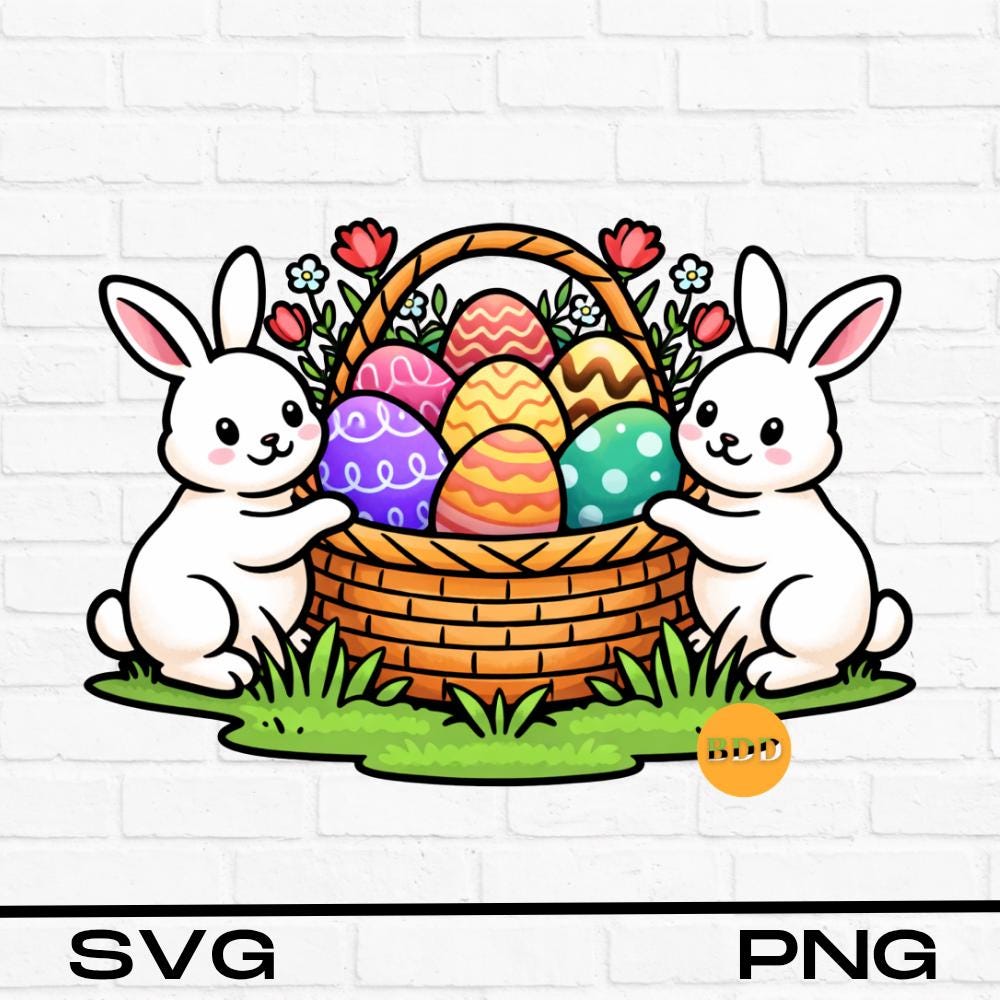 Cute Easter Bunny Clipart PNG, Floral Bunny With Eggs, Spring Pastel ...