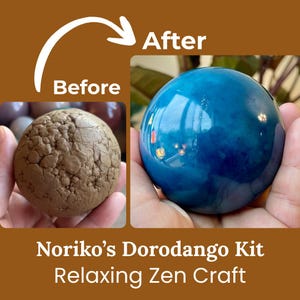 Dorodango Noriko Kit | Make 2 Dorodango | Japanese Zen Mud Ball Art | Complete Polishing Set