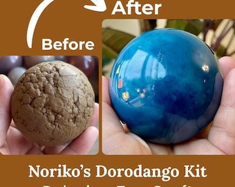 Dorodango-Noriko-Kit | Machen Sie 2 oder 4 Dorodango | Japanische Zen-Schlammballkunst | Komplettes Polierset