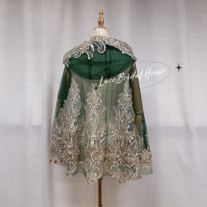 Green lace cape top
