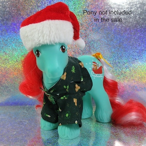 Dark Green Festive Holiday Print Shirt for G1 Vintage Big Boy Pony