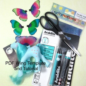 PDF Download Wing Template and Tutorial for making 6 pairs of Bright Butterfly Wings for Vintage Pony Figures