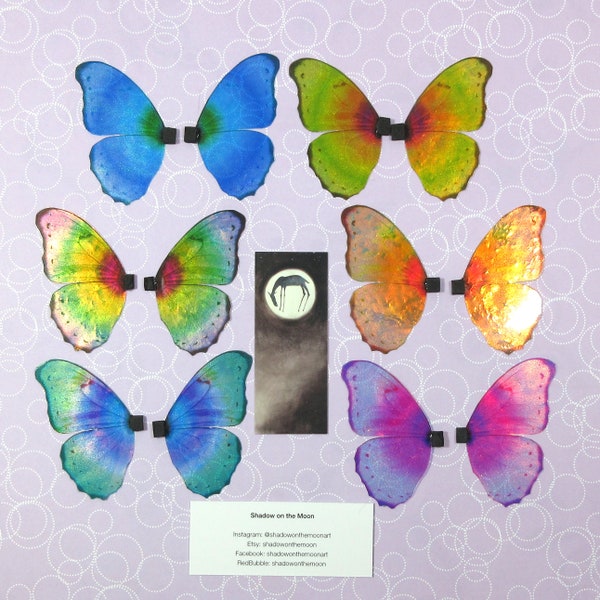 Bundle: 6 Pairs of Pastel Glittery Rainbow Butterfly Wings