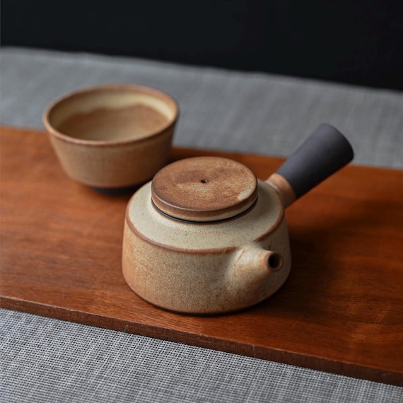 tea set | kyusu TEAPOT angular 200 ml / 6.7 oz. or 350 ml / 11,8 oz. + BOWL angular  | beige | PREORDER