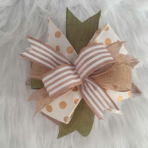 Bow | Fabric Gift Ribbon Handmade Bows | Polka Dot | Hessian Green Beige | Home Decorative