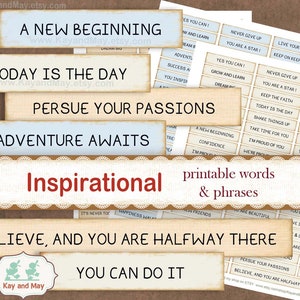 INSPIRATION Journal Wörter, druckbare Wörter und Sätze, Ermutigung, neue Anfänge, positive Gedanken, digitaler Sofort-Download KM-56