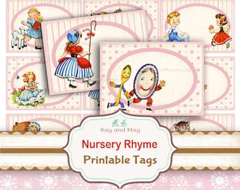 Kinderreim druckbare Geschenkanhänger Baby Shower Scrapbook Karten Journal Ephemera (digitaler Download)