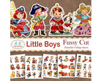 Imágenes recortadas para niños pequeños: Vaqueros, astronautas y piratas (descarga digital)