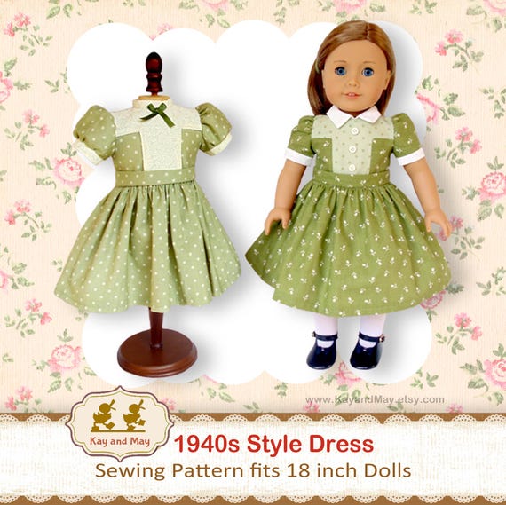 Molly or Emily 1940s style Sewing Pattern / fits 18 inch AG doll / doll dress sewing E pattern / INSTANT download # FOR-3