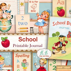 School Journal Kit: Vintage Style Printable Pages (Digital Download) image 1