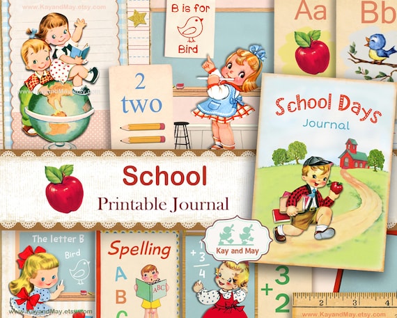 School Journal Kit: Vintage Style Printable Pages (Digital Download)