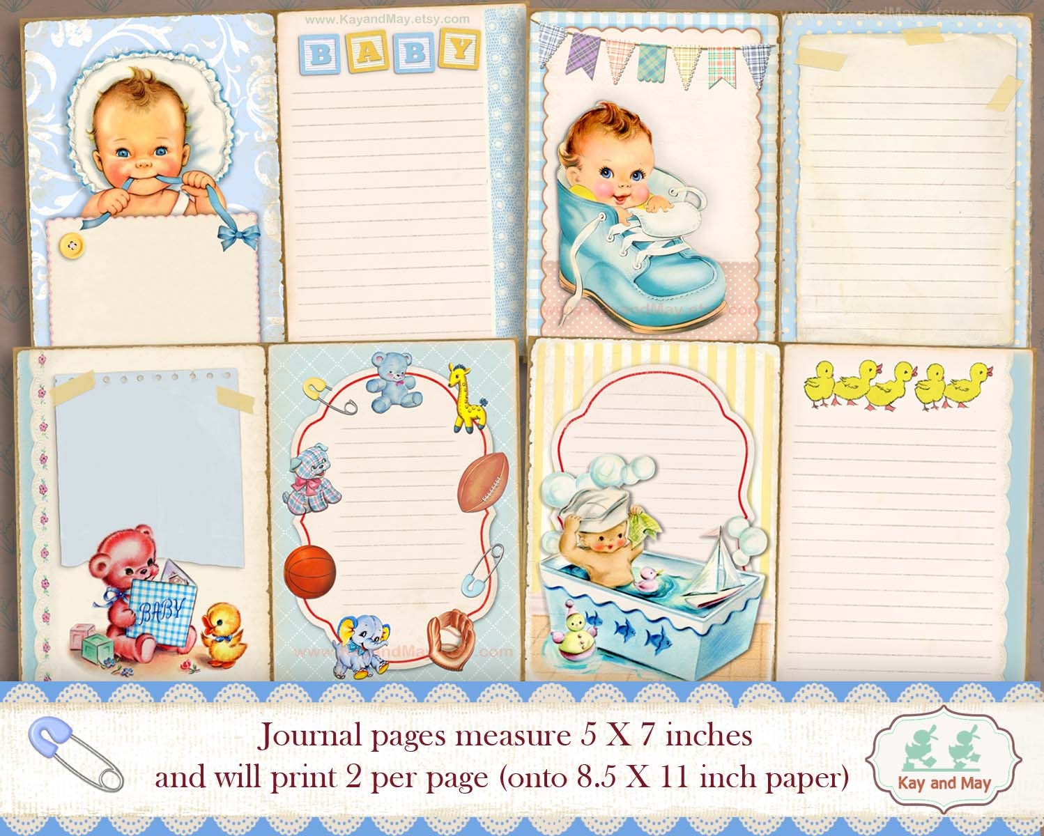 BABY journal kit retro baby printable journal pages Etsy
