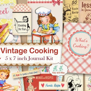 COOKING junk journal kit - vintage baking journal pages - printable ephemera - cook book recipe book junk journal - instant download KM-2