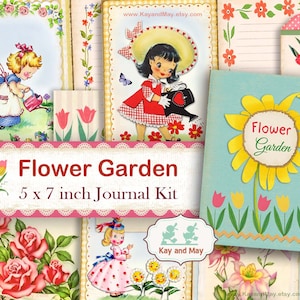 FRÜHLING Junk Journal Kit, Garten Journal Seiten, Blumen Journal, Scrapbook, Buch, retro druckbare Ephemera, KayandMay digitaler Download KM-41