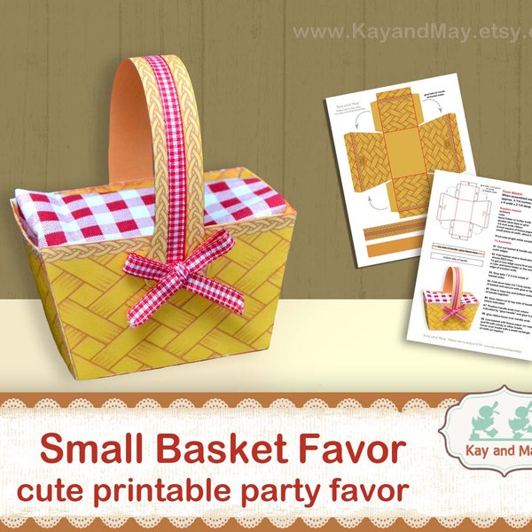 Printable party favor basket, cute small treat basket for parties, baby shower, birthday party treats, KayandMay instant download  KM-108