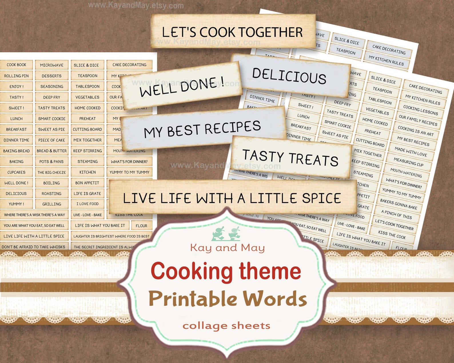 Cooking Junk Journal Printable Words, Baking Recipe Food Scrapbook ...