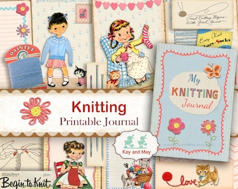 Vintage Knitting Journal Kit: Crochet Ephemera (PDF Digital Printable)