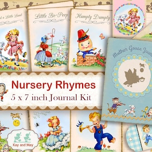 Kit de diário de lixo de RIMAS DE NURSERY - páginas de diário de rimas vintage - coisas efêmeras para impressão - livro de lixo eletrônico da Mamãe Ganso download instantâneo KM-11